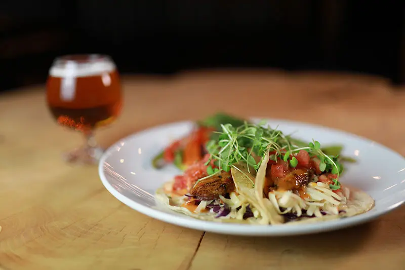 fish tacos and a beer from Christopher's restaurant